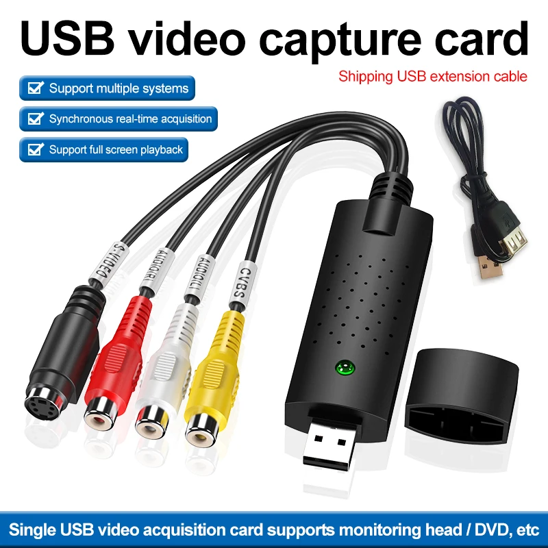 USB 2.0 Video Capture Grabber Card adapter Chipset MS2100 TV DVD VHS Audio Capture S-video USB Converter for windows10
USB 2.0 Video Capture Grabber Card adapter Chipset MS2100 TV DVD VHS Audio Capture S-video USB Converter for windows10