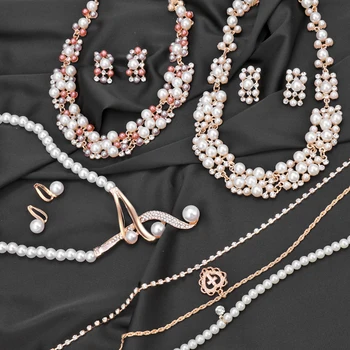 Hot Imitation Pearl Wedding Necklace Earring Sets Bridal Jewelry Sets for Women Elegant Party Gift Fashion Costume Jewelry Set 
Hot Imitation Pearl Wedding Necklace Earring Sets Bridal Jewelry Sets for Women Elegant Party Gift Fashion Costume Jewelry Set