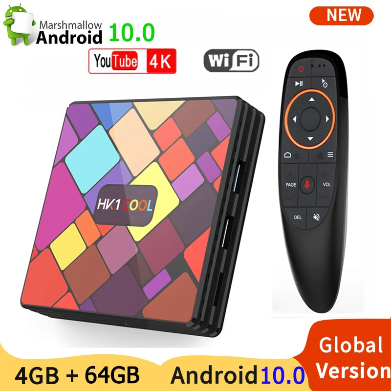 Андроид 10 Смарт ТВ коробка HK1 красивая обувь в 4K 4 ядра 32г 64Г WI-FI Bluetooth Youtube Media Player