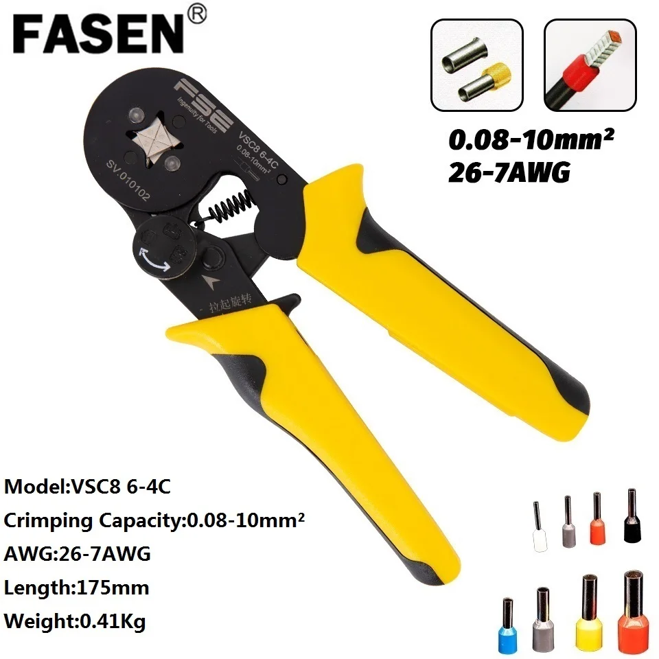 Hand Tool HSC 8 6-4C 0.08-10mm² 26-7AWG Adjustable Precise Crimp Pliers Tube Bootlace Terminal Crimping VSC8 6-4C
Hand Tool HSC 8 6-4C 0.08-10mm² 26-7AWG Adjustable Precise Crimp Pliers Tube Bootlace Terminal Crimping VSC8 6-4C