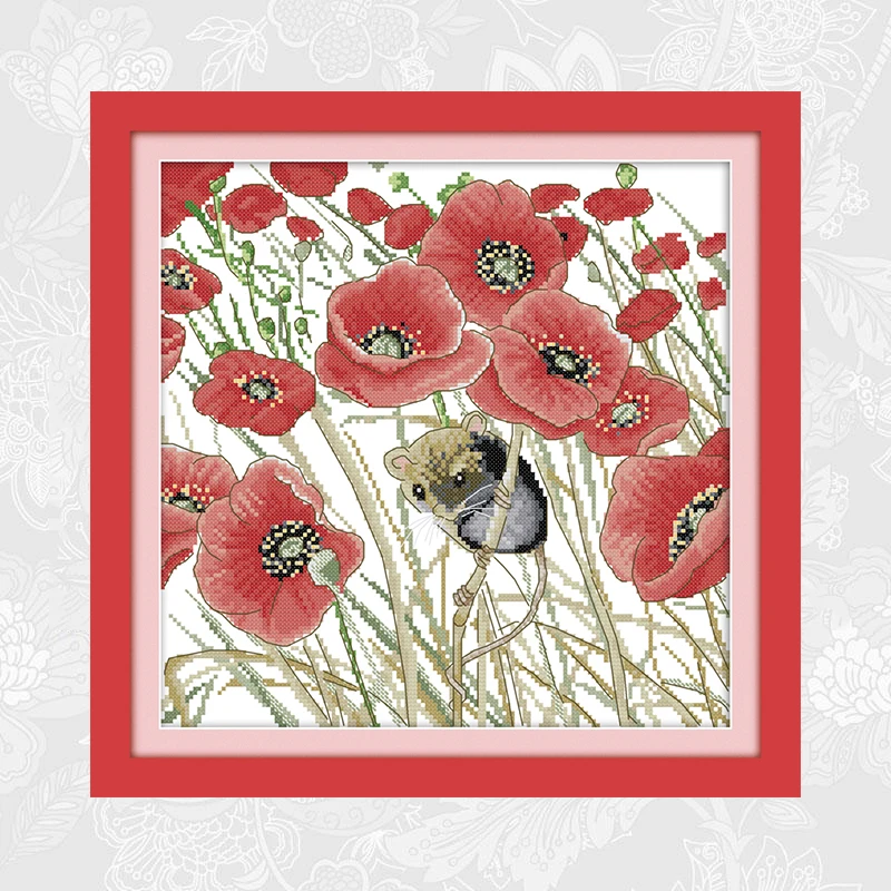 Poppy and mouse Cross Stitch Paintings Printed on Canvas DIY Handmade Embroidery Sets Needlework DMC Cotton Thread Crafts
Poppy and mouse Cross Stitch Paintings Printed on Canvas DIY Handmade Embroidery Sets Needlework DMC Cotton Thread Crafts