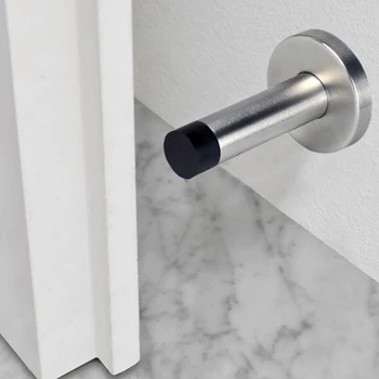 Stainless Steel Door Stopper with Sound Dampening Rubber Bumper - Wall Mount Door Stop, Contemporary Safety Door Holder 3.5 Inch 
Stainless Steel Door Stopper with Sound Dampening Rubber Bumper - Wall Mount Door Stop, Contemporary Safety Door Holder 3.5 Inch