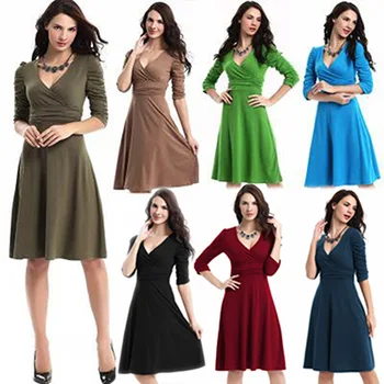 2020 nian Spring New Style Deep V-neck Big Hemline Dress Solid Color Dress 
2020 nian Spring New Style Deep V-neck Big Hemline Dress Solid Color Dress
