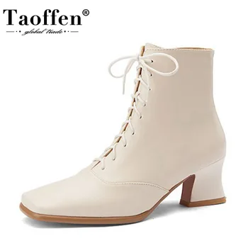 TAOFFEN Women Ankle Boots Real Leather Square Toe Women High Heel Boots Fashion Women Autumn Winter Shoes Footwear Size 34-39
TAOFFEN Women Ankle Boots Real Leather Square Toe Women High Heel Boots Fashion Women Autumn Winter Shoes Footwear Size 34-39