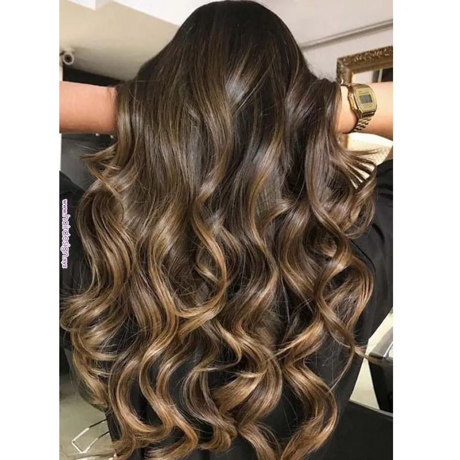 Ombre Colored Human Hair Wigs Deep Part Honey Blonde Highlighted Wigs Natural Wave Remy Preplucked Ombre Brown Lace Front Wig