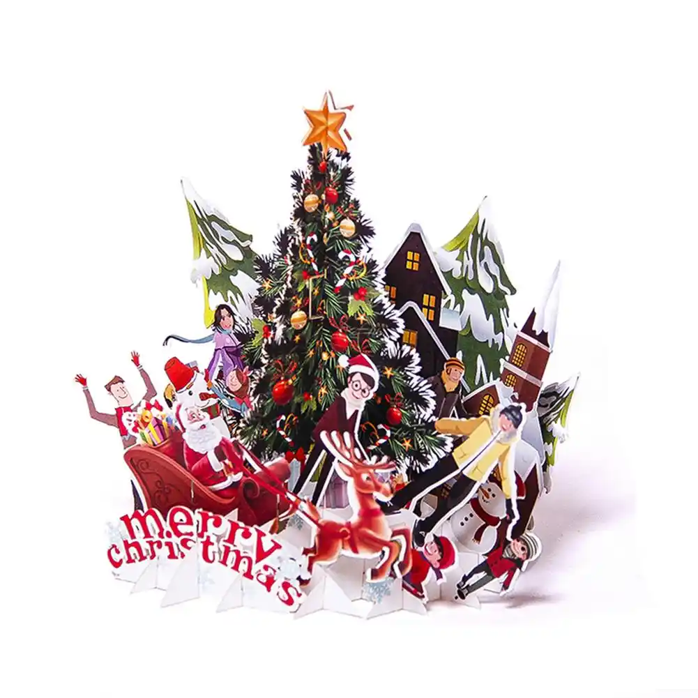 christmas party hollow out carved stereo greeting