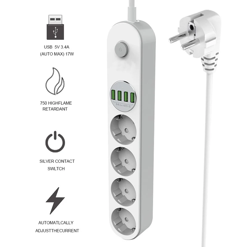 Power Strip EU Plug USB Fast Charging Socket Universal Electrical Extender Cord Extension Cable for Home Office Network Filter
Power Strip EU Plug USB Fast Charging Socket Universal Electrical Extender Cord Extension Cable for Home Office Network Filter