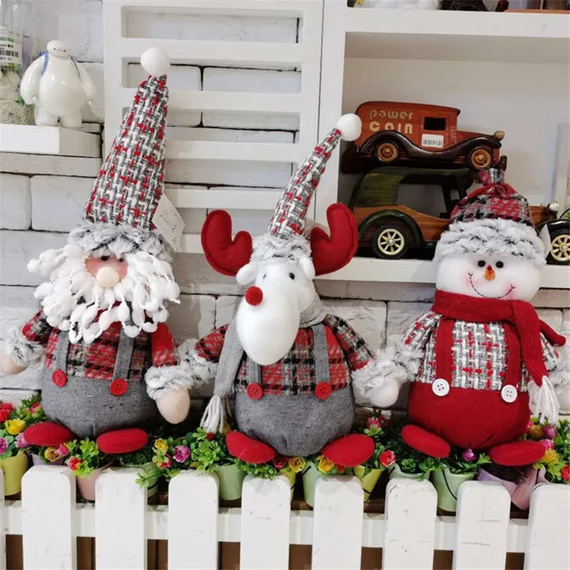 

Navidad Figurine Tree Decor Ornament Christmas Gift for Kids Santa Claus Snowman Elk Doll Christmas Decoration for Home Presents