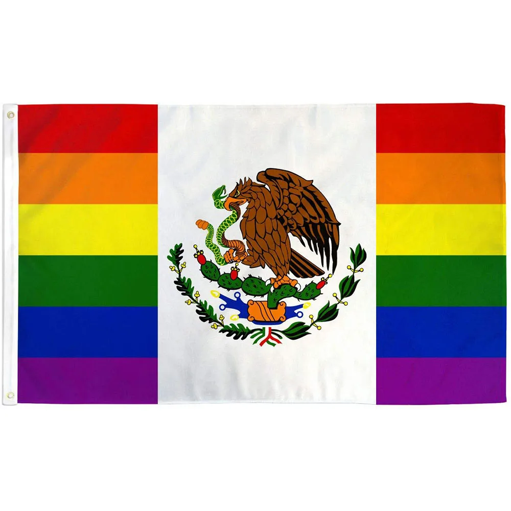 Дешево 3x5 футов Радуга в Мехико гей флаг баннер ЛГБТ-фестиваль Мексикански...