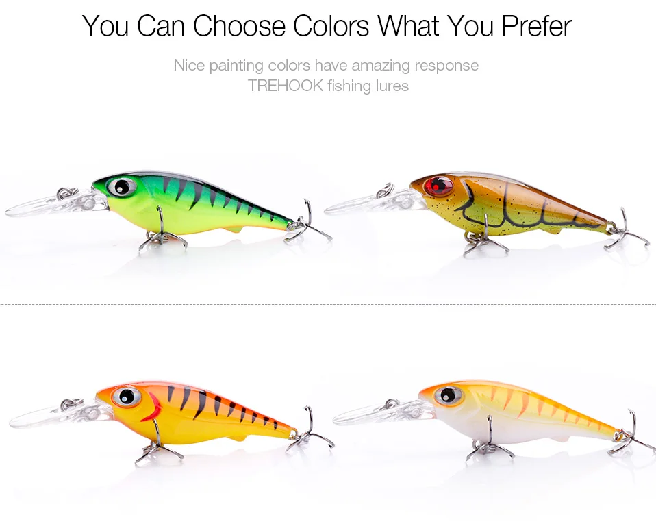 TREHOOK 7.4cm 4g Floating Wobblers Black Minnow Fishing Lure Crankbait Artificial Lures Hard Bait Fishing Products Tackle Lures 015