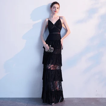 Sexy Perspective Lady Spaghetti Strap Evening Party Gown Qipao Hollow Out Formal Party Dress Elegant Dress Lace Robe De Soiree
Sexy Perspective Lady Spaghetti Strap Evening Party Gown Qipao Hollow Out Formal Party Dress Elegant Dress Lace Robe De Soiree