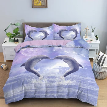 Couple Dolphin Bedding Set Dolphin Duvet Cover Marine Life Comforter Cover Blue Wave Decor Soft Polyester Quilt Cover
Couple Dolphin Bedding Set Dolphin Duvet Cover Marine Life Comforter Cover Blue Wave Decor Soft Polyester Quilt Cover