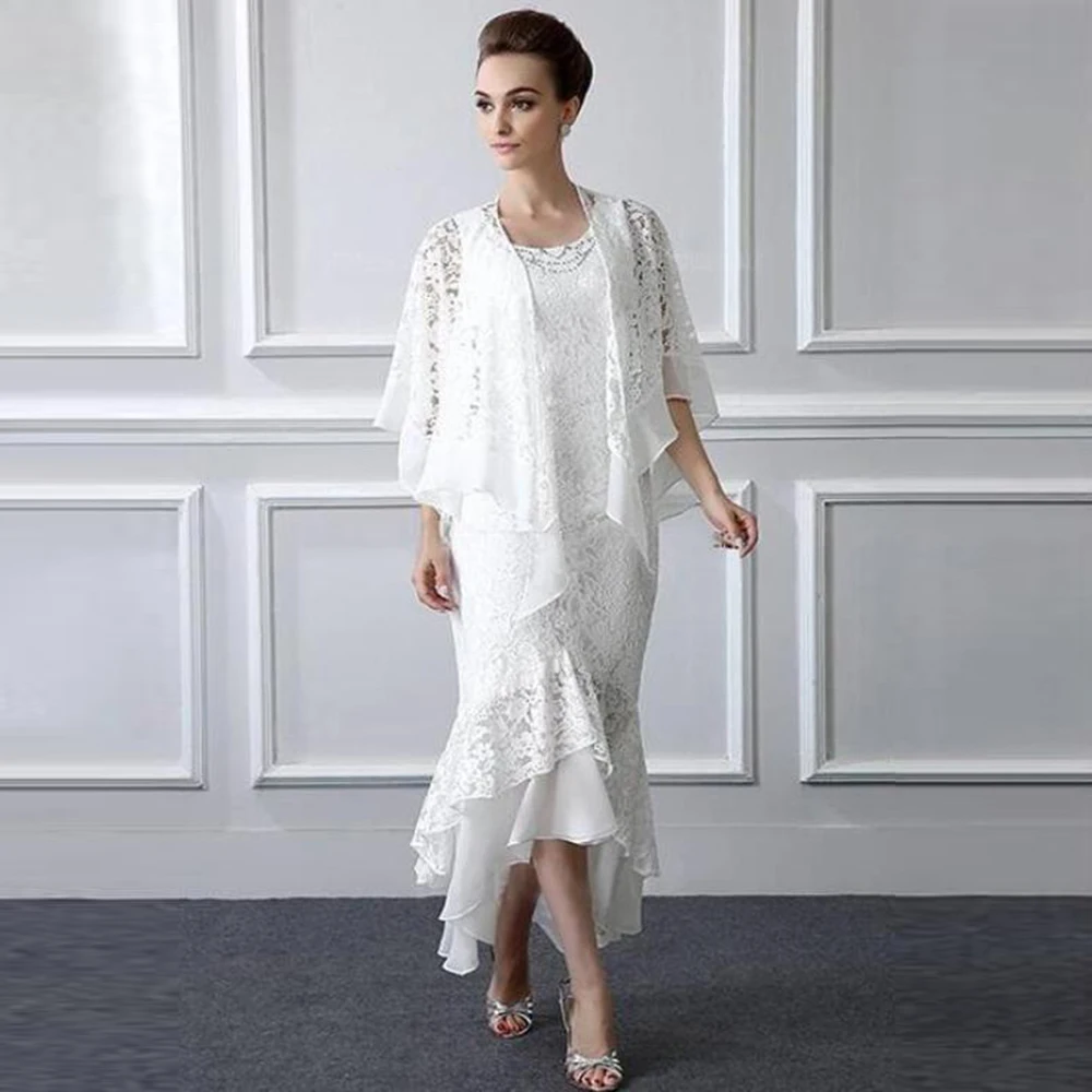 2020 New Amazing High Low White Lace Mother of the Bride Dresses With Shawl Jewel Neck Mother of Groom Gowns Sleeveless
2020 New Amazing High Low White Lace Mother of the Bride Dresses With Shawl Jewel Neck Mother of Groom Gowns Sleeveless