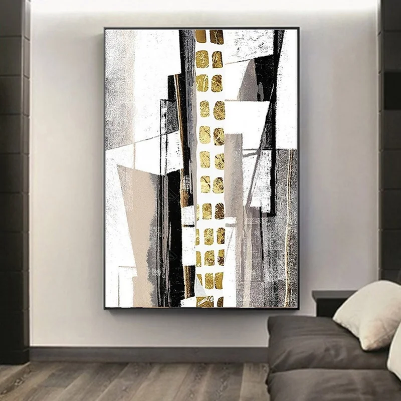 

Modern Minimalist Living Room Entrance Of large-size Sofa Backdrop Decora Abstract Paintings Pure Gold Hand-painted Oil Painting