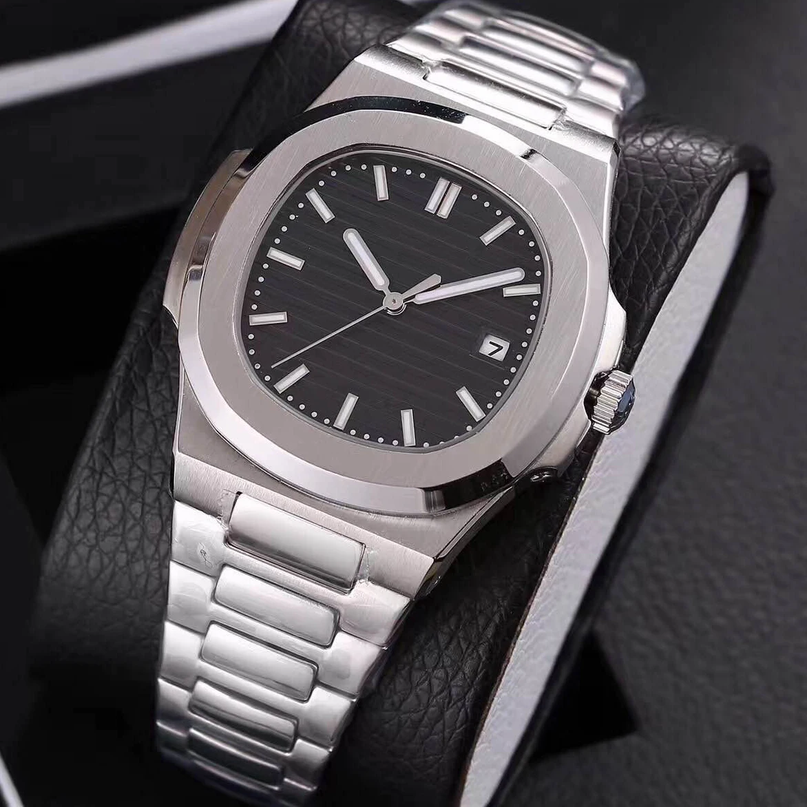 

20 colors luxury brand pp watch silver case black dial automatic mechanical watch stainless steel luminous watches AAA nautilus