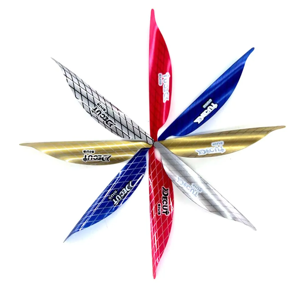 

50pcs Hottest Archery Spin Vanes 1.56/1.75/2in Spiral Feather DIY Arrow Archery With sticker Tape Arrow Accessories RW