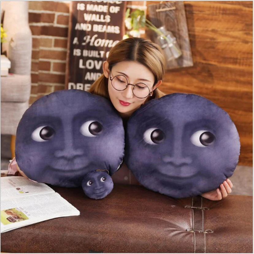 

Smiley Black Moon Face Emoji Pillow Soft Plush Emoticon Round Cushion Cute Cartoon Toy Decorative Throw Pillow kids gift WG1419