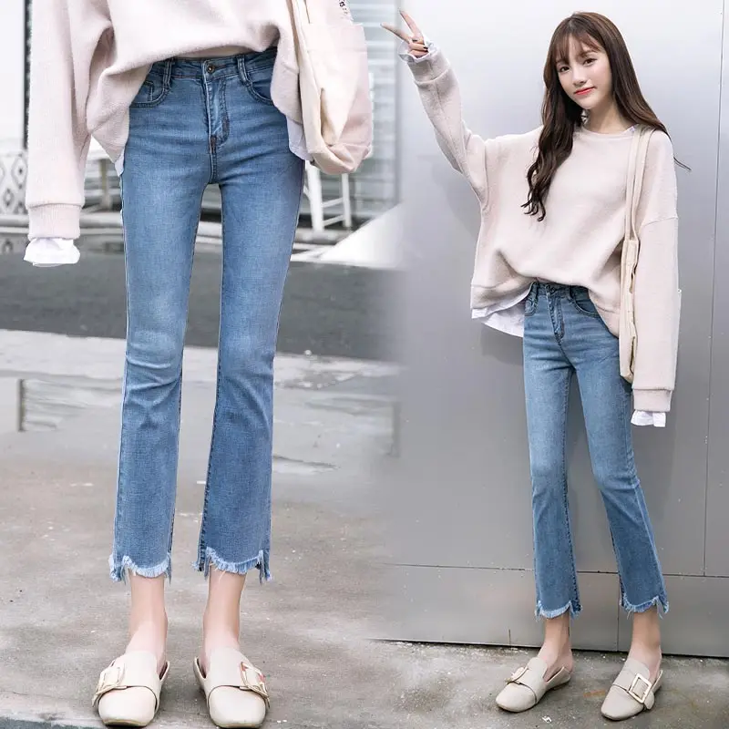 Spring Woman's Jeans Plus Size Jeans Woman Casual Fashion High Waist Jeans Vitage Flare Jeans Irregular Hem Ladies Black Jeans
Spring Woman's Jeans Plus Size Jeans Woman Casual Fashion High Waist Jeans Vitage Flare Jeans Irregular Hem Ladies Black Jeans