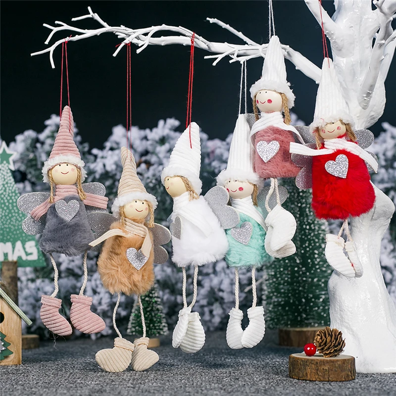 2 2019 Christmas Decoration Pendant Christmas Angel Plush Doll Christmas Tree Creative Ornaments DIY Crafts Home New Year Party