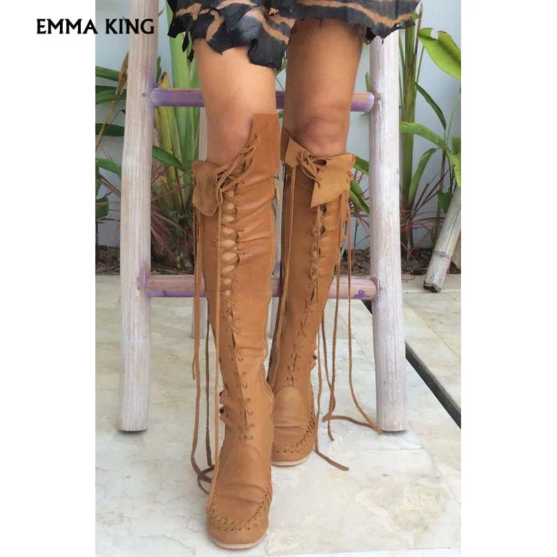 Autumn New Leather Boots For Women Sexy Over The Knee Boots with Tan Laces Moccasin Style Boots Women Big size Free Shipping
Autumn New Leather Boots For Women Sexy Over The Knee Boots with Tan Laces Moccasin Style Boots Women Big size Free Shipping