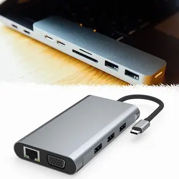 10 In 1 USB 3.0 Type-C Hub To HDMI VGA Rj45 Ethernet 3 USB 3.0 Ports 3.5mm Audio TF SD Reader Slot PD Expansion Base for MacBook
10 In 1 USB 3.0 Type-C Hub To HDMI VGA Rj45 Ethernet 3 USB 3.0 Ports 3.5mm Audio TF SD Reader Slot PD Expansion Base for MacBook