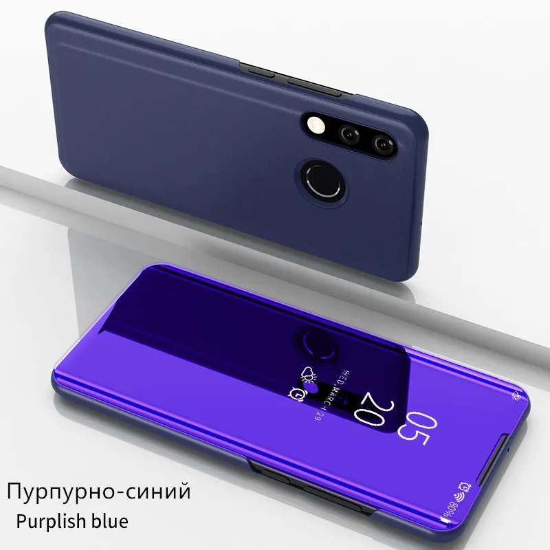 Флип-кейс из кожи + ПК для Huawei P30 Lite чехол с подставкой зеркальная поверхность