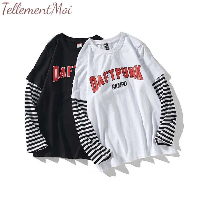 Women Tops and T Shirts 2019 Spring Autumn Tee Shirt Character Letter Print Stripe Patchwork Casual Loose Long Sleeve T Shirt
Women Tops and T Shirts 2019 Spring Autumn Tee Shirt Character Letter Print Stripe Patchwork Casual Loose Long Sleeve T Shirt