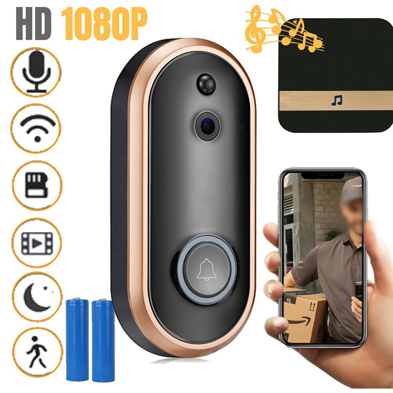 Doorbell Camera Chime Visual Intercom Video 1080P HD Lens Wi-fi Ip-Door Smart Wireless Security Protection
Doorbell Camera Chime Visual Intercom Video 1080P HD Lens Wi-fi Ip-Door Smart Wireless Security Protection