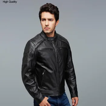 slim fit genuine leather jacket men black cowskin motorcycle biker jacket stand collar real leather coat 
slim fit genuine leather jacket men black cowskin motorcycle biker jacket stand collar real leather coat