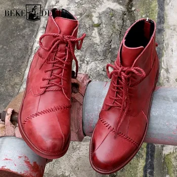 British Style Ankle Vintage Women 2020 New Handmade Zip Wine Red Military Street Genuine Leather Cowhide Biker Boots
British Style Ankle Vintage Women 2020 New Handmade Zip Wine Red Military Street Genuine Leather Cowhide Biker Boots