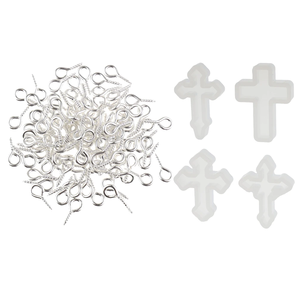 DIY Silicone Cross Mold Resin Jewelry Pendant Necklace Mould & Screw Eye Pin | Украшения и аксессуары