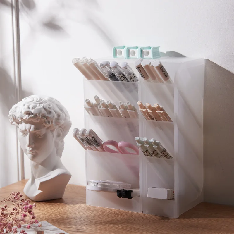 New Multi-function Transparent Desktop Storage Box Home Office Makeup Brush Storage Tube Scrub Pen Holder Desk Organiser
New Multi-function Transparent Desktop Storage Box Home Office Makeup Brush Storage Tube Scrub Pen Holder Desk Organiser