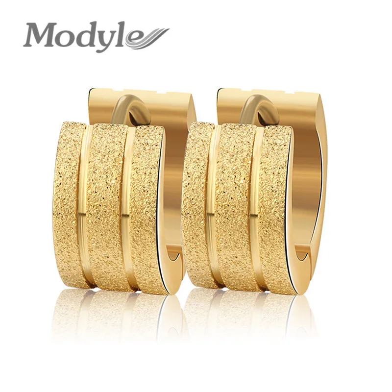 

Modyle Gold Color Hiphop Stud Earrings Stainless Steel Jewelry Simple Style Trendy Circle Round Earrings Women Gift