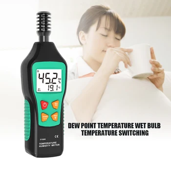 Digital Temperature Humidity Thermometer Hygrometer Mini Handheld Weather Station Wet Bulb Dew Point Meter with Backlight JDH99
Digital Temperature Humidity Thermometer Hygrometer Mini Handheld Weather Station Wet Bulb Dew Point Meter with Backlight JDH99