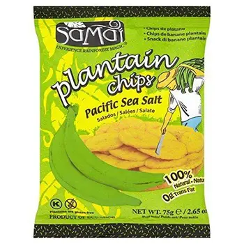 Samai - Chips de banane plantain salées - lot de 2 sachets de 75 g
Samai - Chips de banane plantain salées - lot de 2 sachets de 75 g