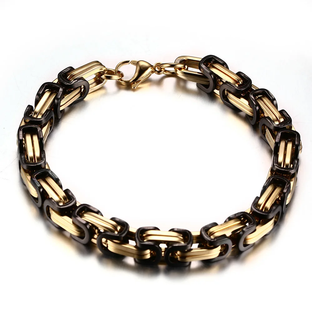 Men Byzantine _Birdcage_ Chain Link Bracelets 8mm Wide Stainless Steel Men Fashion Jewelry Pulseras Hombre bileklik 17