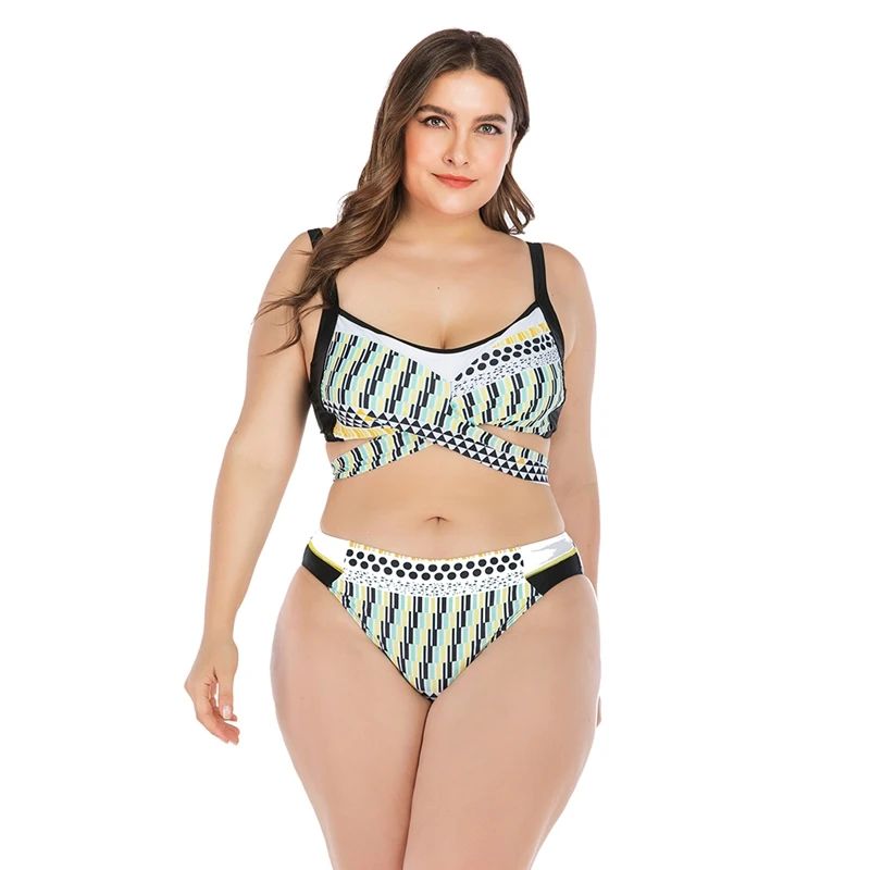 

Women Tankini Printed Strappy Mid Waist Swimwear Bikini Top Bottom Lady Plus Size Swimsuit Beach Swimming Suit