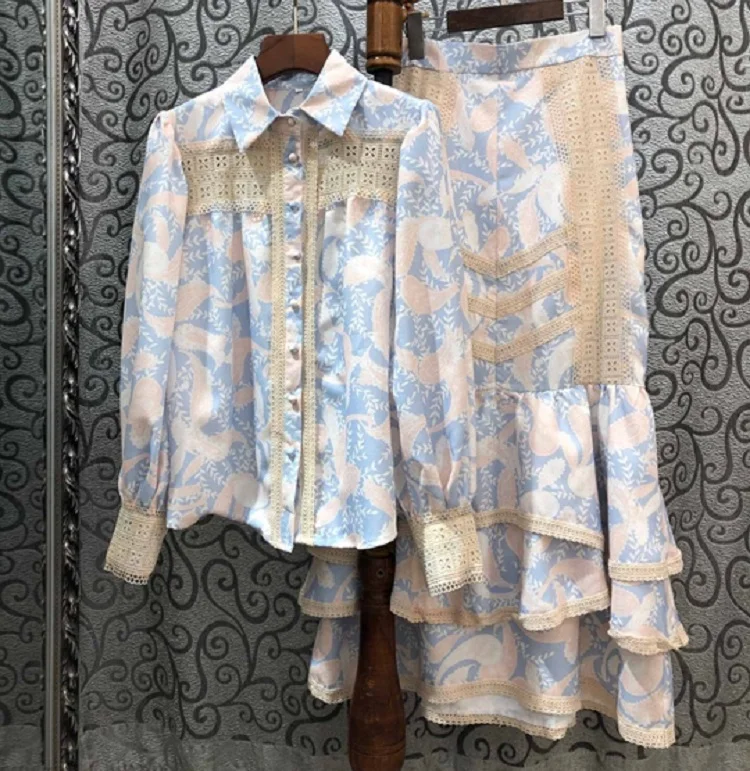 Top Grade Designer Clothing Sets 2020 Spring Long Skirt Set Women Elegant Print Long Sleeve Shirt+Ruffle Sexy Mermaid Skirt Suit
Top Grade Designer Clothing Sets 2020 Spring Long Skirt Set Women Elegant Print Long Sleeve Shirt+Ruffle Sexy Mermaid Skirt Suit