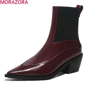 MORAZORA 2020 New arrival fashion women boots genuine leather ladies shoes autumn winter slip-on ankle boots black 
MORAZORA 2020 New arrival fashion women boots genuine leather ladies shoes autumn winter slip-on ankle boots black