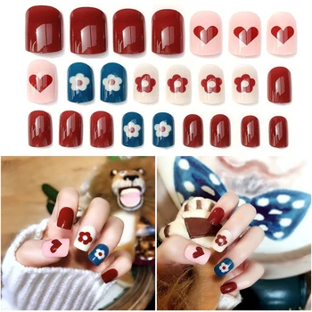 24pcs Summer Style Fake Nails Tips Fashion Acrylic Flower Pattern French Ballerina False Tips Decorated For Nail Art Accessories
24pcs Summer Style Fake Nails Tips Fashion Acrylic Flower Pattern French Ballerina False Tips Decorated For Nail Art Accessories