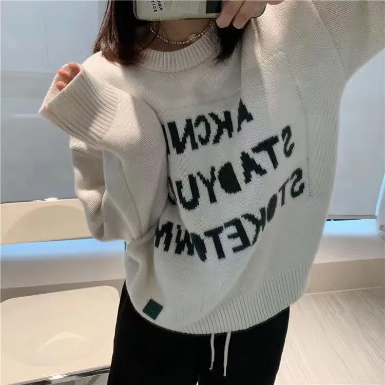 Women Smile Letters Wool Sweater Loose Long Sleeve 2021 Autumn New Knit Pullover O-neck Jumper
Women Smile Letters Wool Sweater Loose Long Sleeve 2021 Autumn New Knit Pullover O-neck Jumper