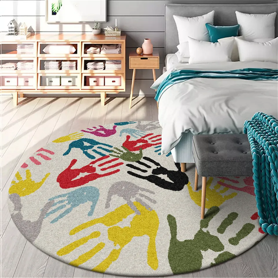 Palm Design Round Carpet Colorful Non-slip Mat Computer Chair Area Rugs For Living Room Lounge Carpet Cover faux fur rug
Palm Design Round Carpet Colorful Non-slip Mat Computer Chair Area Rugs For Living Room Lounge Carpet Cover faux fur rug