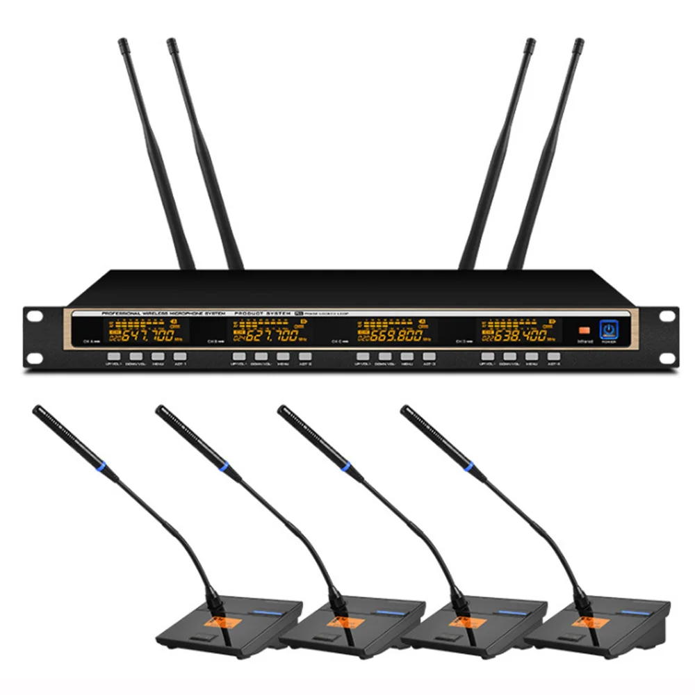 Orban professional UHF wireless microphone system four conference microphones for conference room microphone wireless
Orban professional UHF wireless microphone system four conference microphones for conference room microphone wireless
