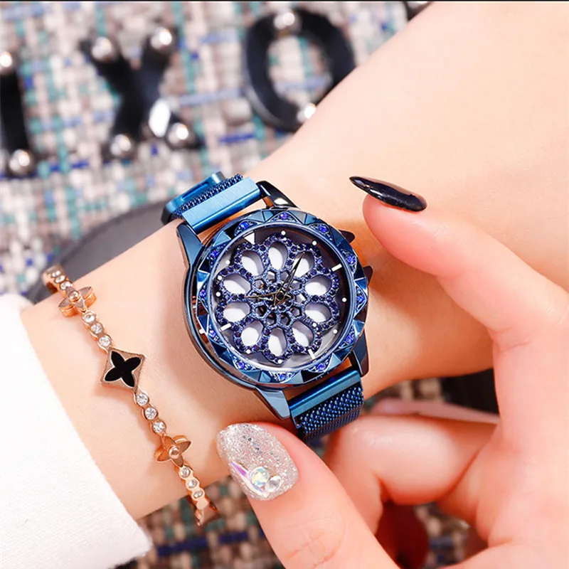 Роскошные женские часы с магнитной Миланской сеткой и автоматическим