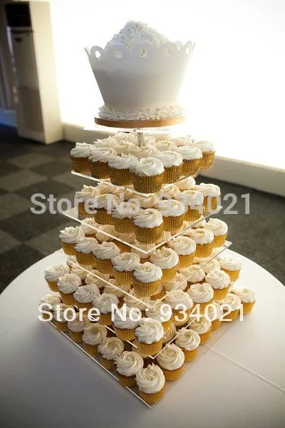 

Free Shipping 6 Tier Square Acrylic Cake Stand, Plexiglass CupCake Holder party decoration