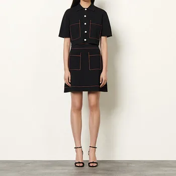 2020 Spring Contrast Color Women's Knit Suit A-line Mini Skirtnitted Single Breasted Short Sleeve Turn-down Collar Cardigans
2020 Spring Contrast Color Women's Knit Suit A-line Mini Skirtnitted Single Breasted Short Sleeve Turn-down Collar Cardigans