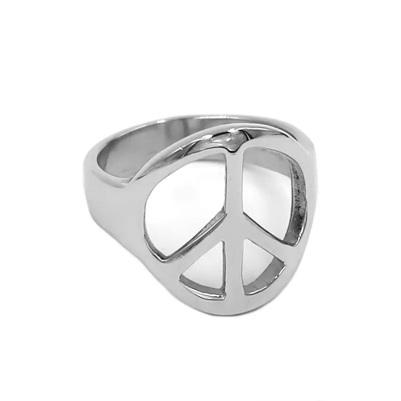 

Fashion Peace Ring Stainless Steel Jewelry Classic Silver Color World Peace Sign Biker Men Women Rings Wholesale SWR0918