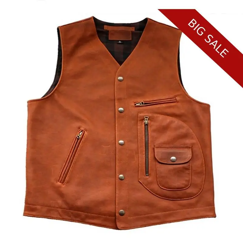 2020 Vintage Brown Men Slim Fit Biker's Leather Vest Large Size XXXL Genuine Cowhide Japan Style Short Leather Vest
2020 Vintage Brown Men Slim Fit Biker's Leather Vest Large Size XXXL Genuine Cowhide Japan Style Short Leather Vest