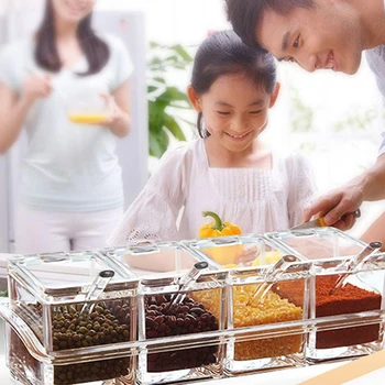 4 Grid Kitchen Seasoning Box Set Crystal Transparent Seasoning Jar Salt Sugar Creative Seasoning Spoon Box Kitchen Gadget DWH5
4 Grid Kitchen Seasoning Box Set Crystal Transparent Seasoning Jar Salt Sugar Creative Seasoning Spoon Box Kitchen Gadget DWH5