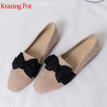 Krazing Pot 2019 sheep suede butterfly-knot low heels square toe European daily wear preppy style maiden sunshine gril pumps L67
Krazing Pot 2019 sheep suede butterfly-knot low heels square toe European daily wear preppy style maiden sunshine gril pumps L67